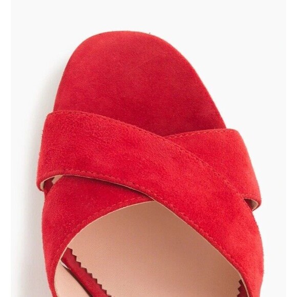 J Crew Strappy Block Heels Red Suede PENNY Sandals Women's Red Size 10.5M - Picture 3 of 9